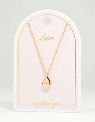 Gold Teardrop Diamante Pendant Necklace