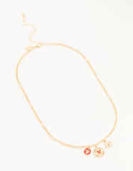 Gold Heart & Star Charm Pendant Necklace