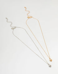 Mixed Metal Heart Locket Necklaces 2-Pack