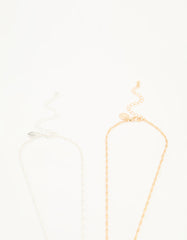 Mixed Metal Frangipani Pendant Necklaces 2-Pack