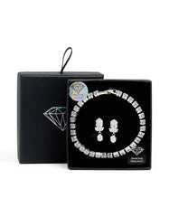 Silver Cubic Zirconia Tennis Bracelet & Teardrop Earrings Set
