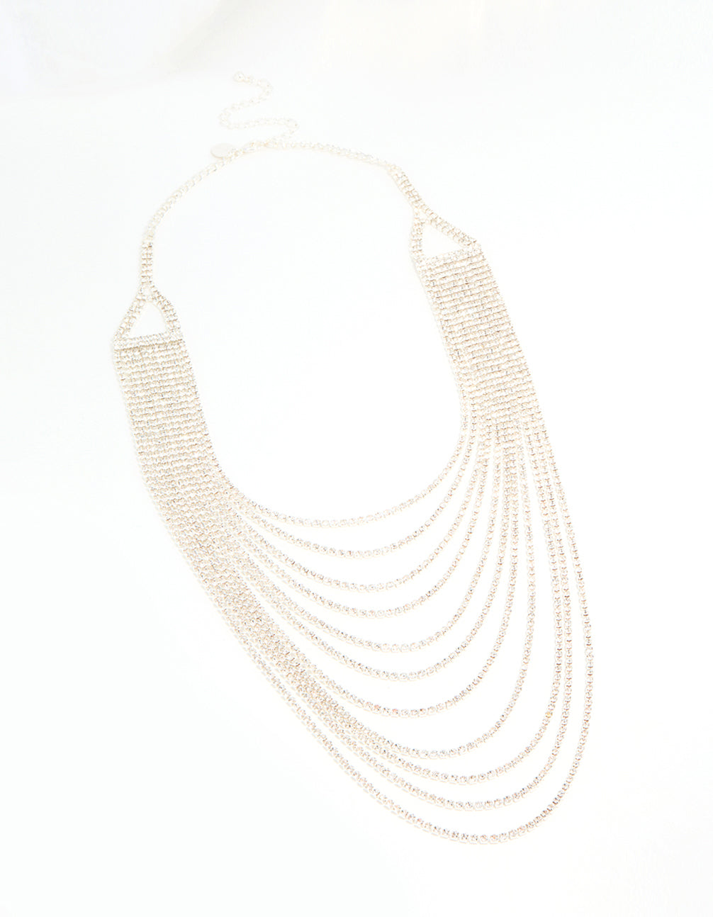 Silver Diamante Long Layered Chain Necklace