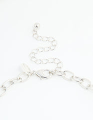 Silver Molten Teardrop Charm Layered Necklace
