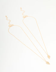 Gold Diamante Heart Friendship Necklaces 2-Pack
