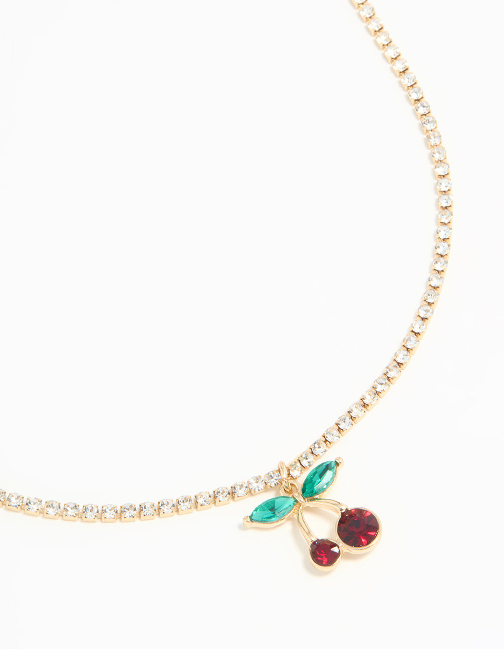 Gold Diamante Cherry Chain Necklace
