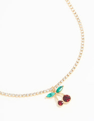 Gold Diamante Cherry Chain Necklace
