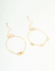 Gold Envelope & Heart Bracelets 2-Pack