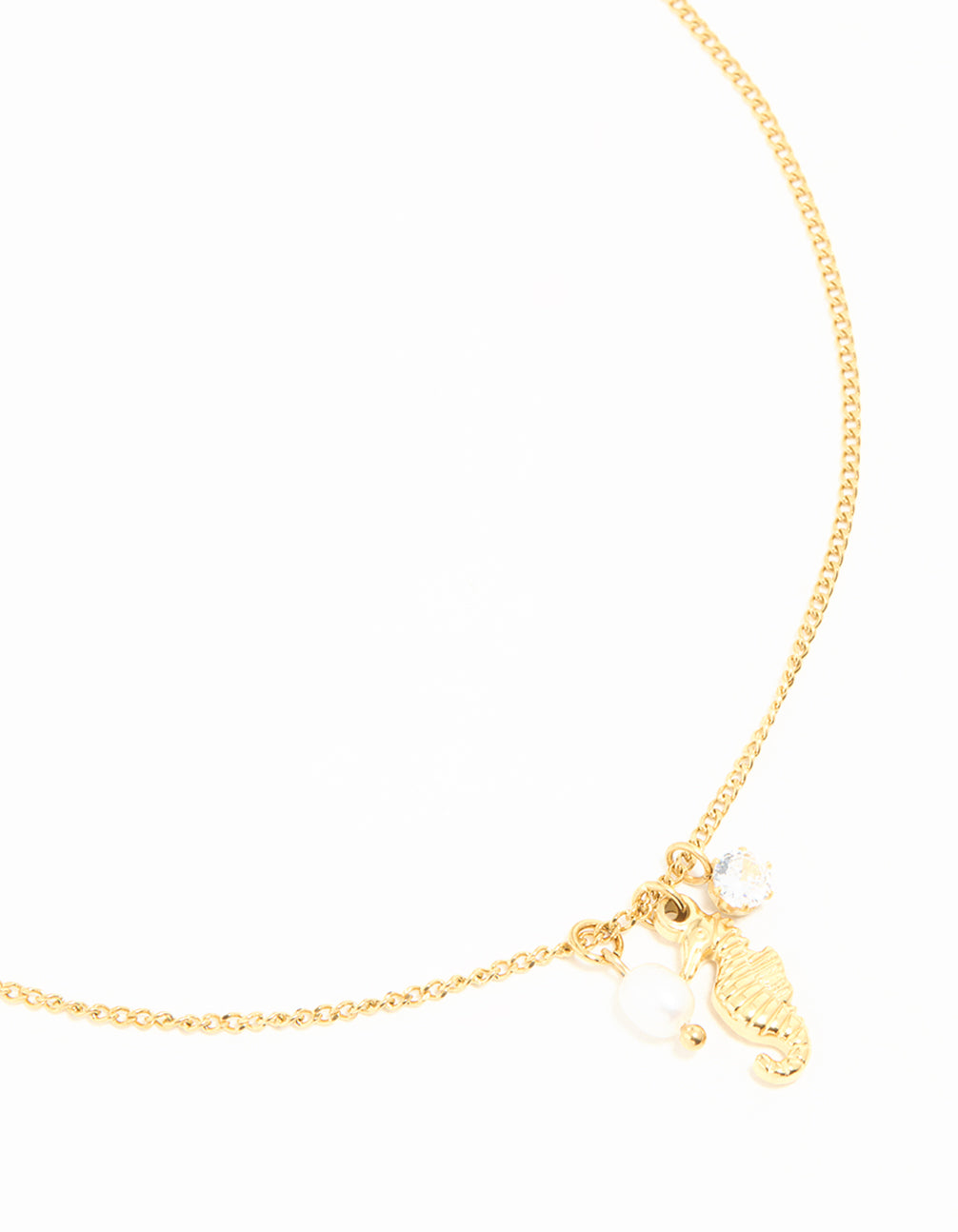 Waterproof Gold Plated Stainless Steel Freshwater Pearl Seahorse Necklace