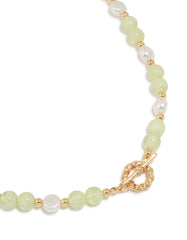 Gold Green Beaded Toggle Necklace