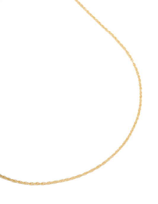 Gold Plated Brass Thin Twist Chain Necklace