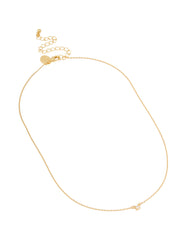 Gold Plated Brass Mini Cubic Zirconia Bezel Pendant Necklace