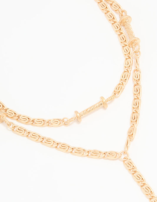 Gold Layered Barrel Y-Necklace
