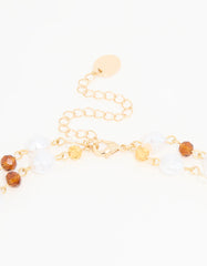 Gold Pearl & Brown Beaded Layered Y-Necklace
