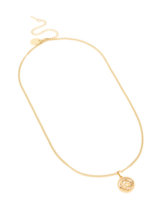 Waterproof Gold Plated Stainless Steel Cancer Circle Necklace