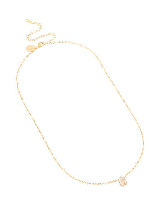 Waterproof Gold Plated Stainless Steel Cubic Zirconia Mini Pavé Letter A Necklace
