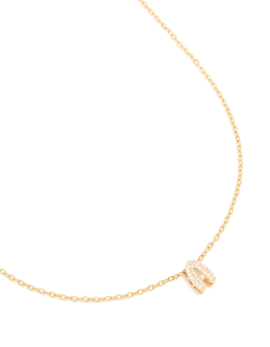 Waterproof Gold Plated Stainless Steel Cubic Zirconia Mini Pavé Letter A Necklace