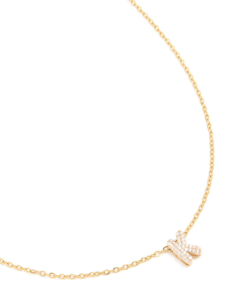Waterproof Gold Stainless Steel Cubic Zirconia Mini Pavé Letter K Necklace