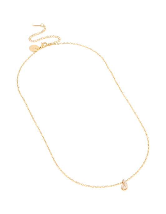 Waterproof Gold Plated Stainless Steel Cubic Zirconia Mini Pavé Letter J Necklace