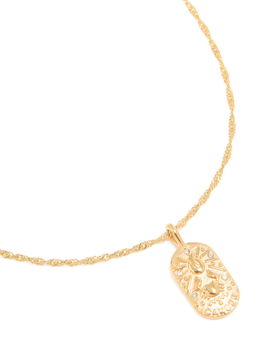 Waterproof Gold Plated Stainless Steel Cancer Tab Necklace