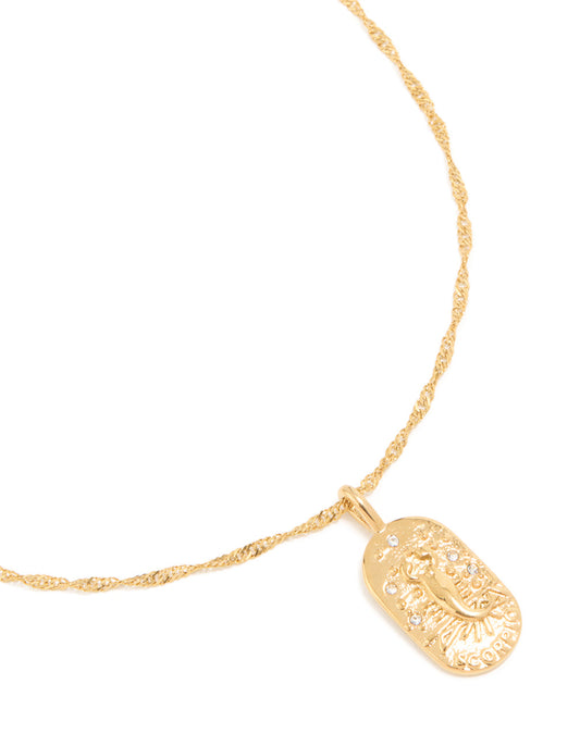 Waterproof Gold Plated Stainless Steel Scorpio Tab Necklace