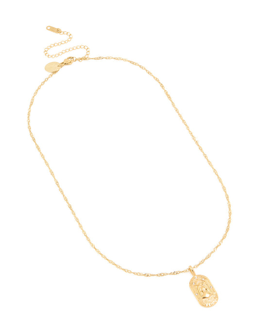 Waterproof Gold Plated Stainless Steel Virgo Tab Necklace