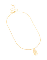 Waterproof Gold Plated Stainless Steel Leo Tab Necklace
