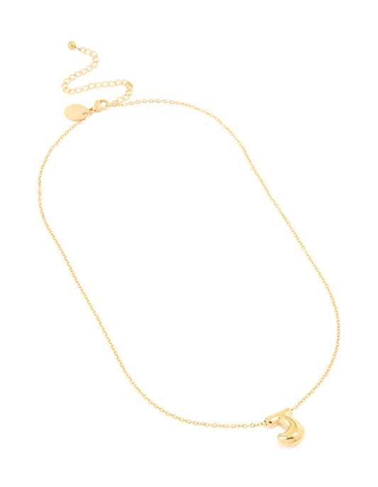 Waterproof Gold Plated Stainless Steel Large Bubble Letter J Necklace