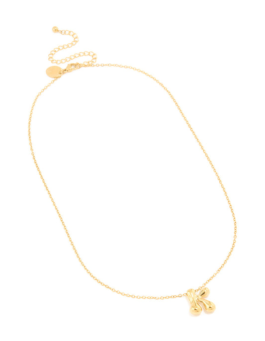 Waterproof Gold Plated Stainless Steel Large Bubble Letter K Necklace