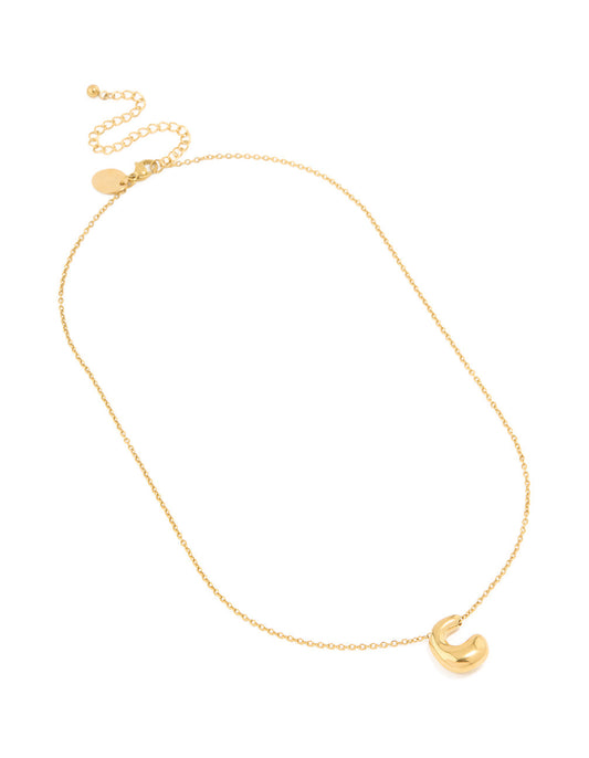 Waterproof Gold Plated Stainless Steel Large Bubble Letter C Necklace