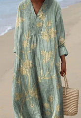 Casual Floral 3D Printed Sleeve Shirt Dress