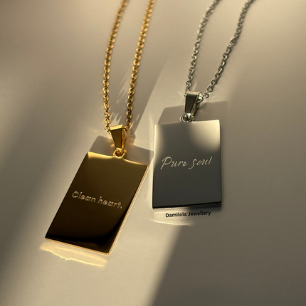 ‘Clean heart. Pure soul’ Necklace - Gold/Silver - Double sided