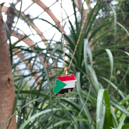 Sudan Flag Map Necklace 🇸🇩