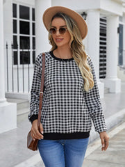 Japanese Sweet Plaid Pullover Long Sleeve Sweater