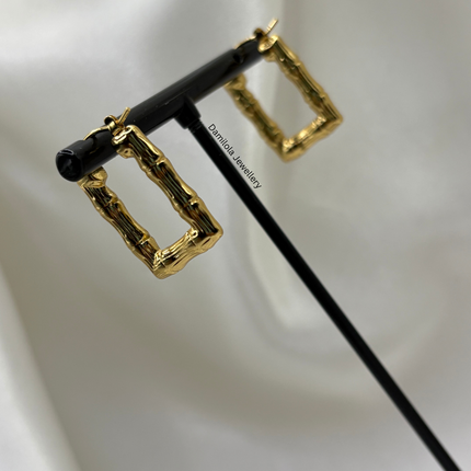Gold ‘Brooklyn’ Bamboo Rectangle Hoops