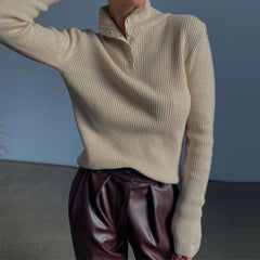 Retro Breasted Half Turtleneck Pullover Base Sweater