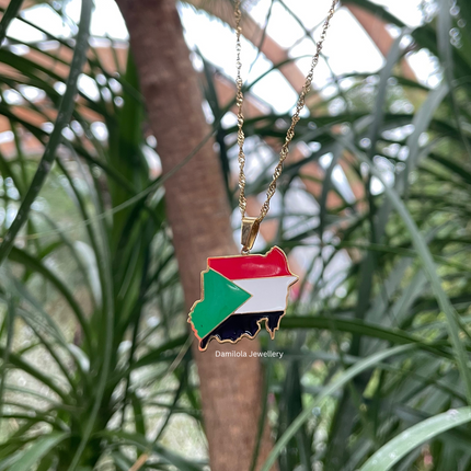 Sudan Flag Map Necklace 🇸🇩