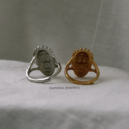 The Benin Mask Ring - Silver/Gold