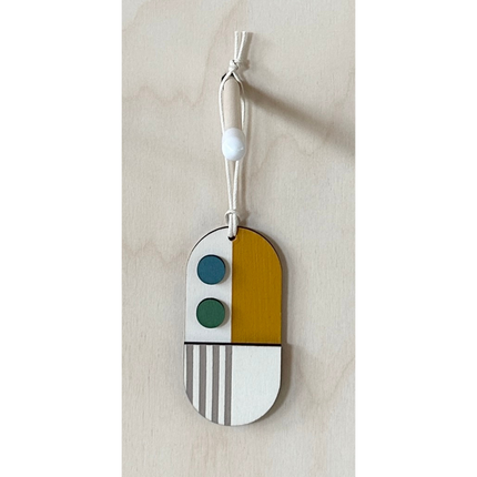 Geometric Decoration - Mini Mid-Century Wall Art - Little Wooden Decoration - Green & Yellow Decor
