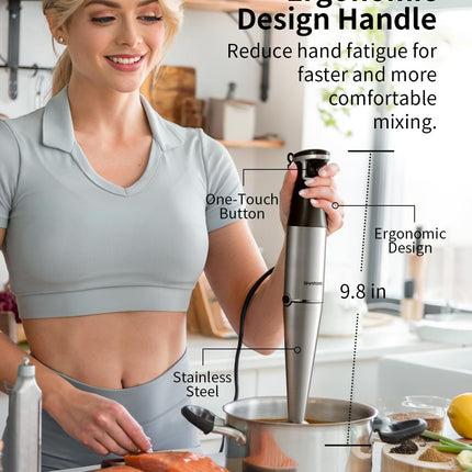 SHARDOR Hand Blender 1100W 5 in 1 Stick Blender 20 Speed Turbo Hand Whisk