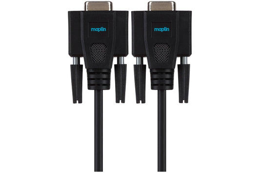 Maplin Premium Serial RS232 Null Modem 9 Pin Female Cable - Black, 3m