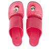 Glamorous high heel slides featuring a hint of sparkle and a comfortable, rounded toe