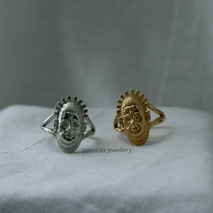 The Benin Mask Ring - Silver/Gold