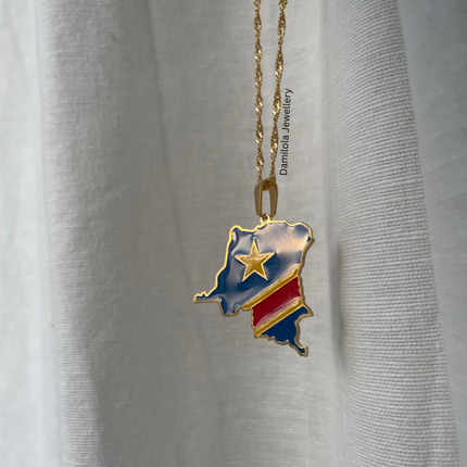 Congo Flag Map Necklace🇨🇩