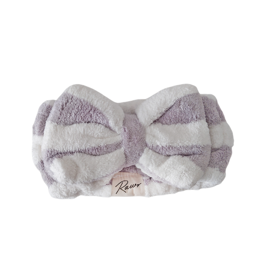 Rawr Bow Makeup Headband - Purple Stripe