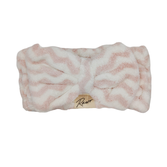 Rawr Bow Makeup Headband - Pink Zig Zag