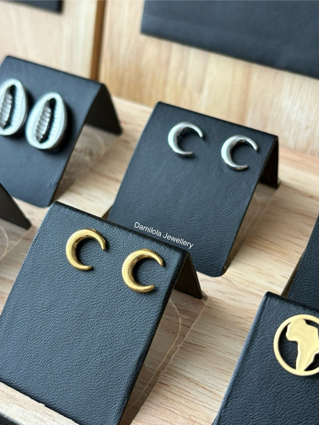 Crescent Moon ‘Luna’ Stud Earrings - Gold/Silver