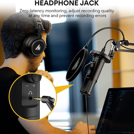 Maono USB Professional Cardioid Microphone with Boom Arm