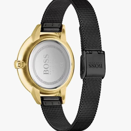 Hugo Boss Women's 1502601 Symphony Gold-Tone and Black Mesh Bracelet Watch