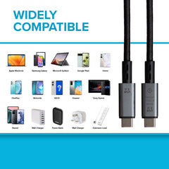 Maplin USB-C to USB-C V5.0 8K 240W PD Braided Cable - Black, 1m