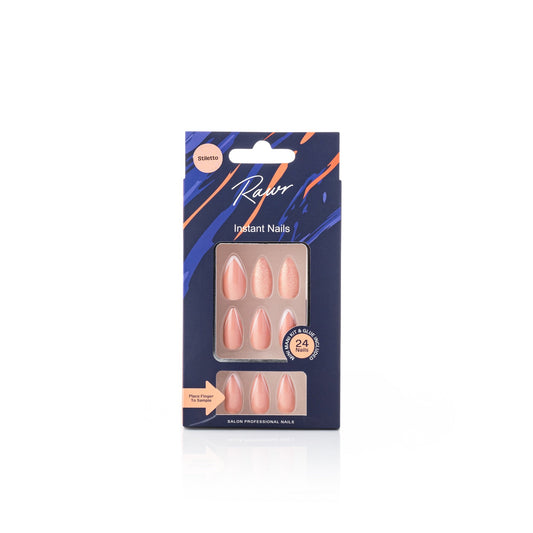 Rawr Stick On Nails Pink/White/Glitter Stiletto